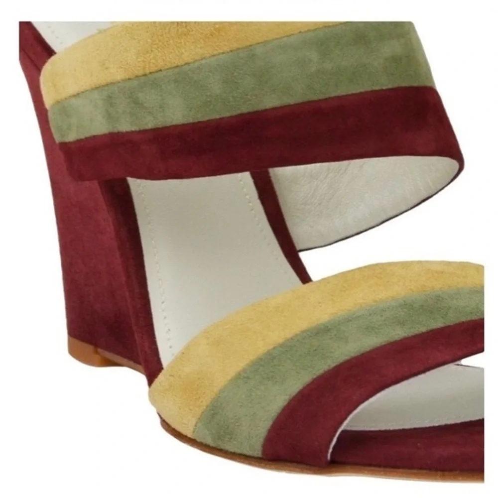 Bruno Magli SUEDE SLIP-ON WEDGE-SPICE COMBO, NIB